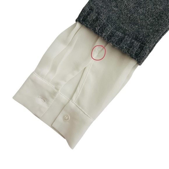 FLAWED Brochu Walker Eton Grey Wool Cashmere Sweater with White Underlay Size XS - Picture 14 of 16